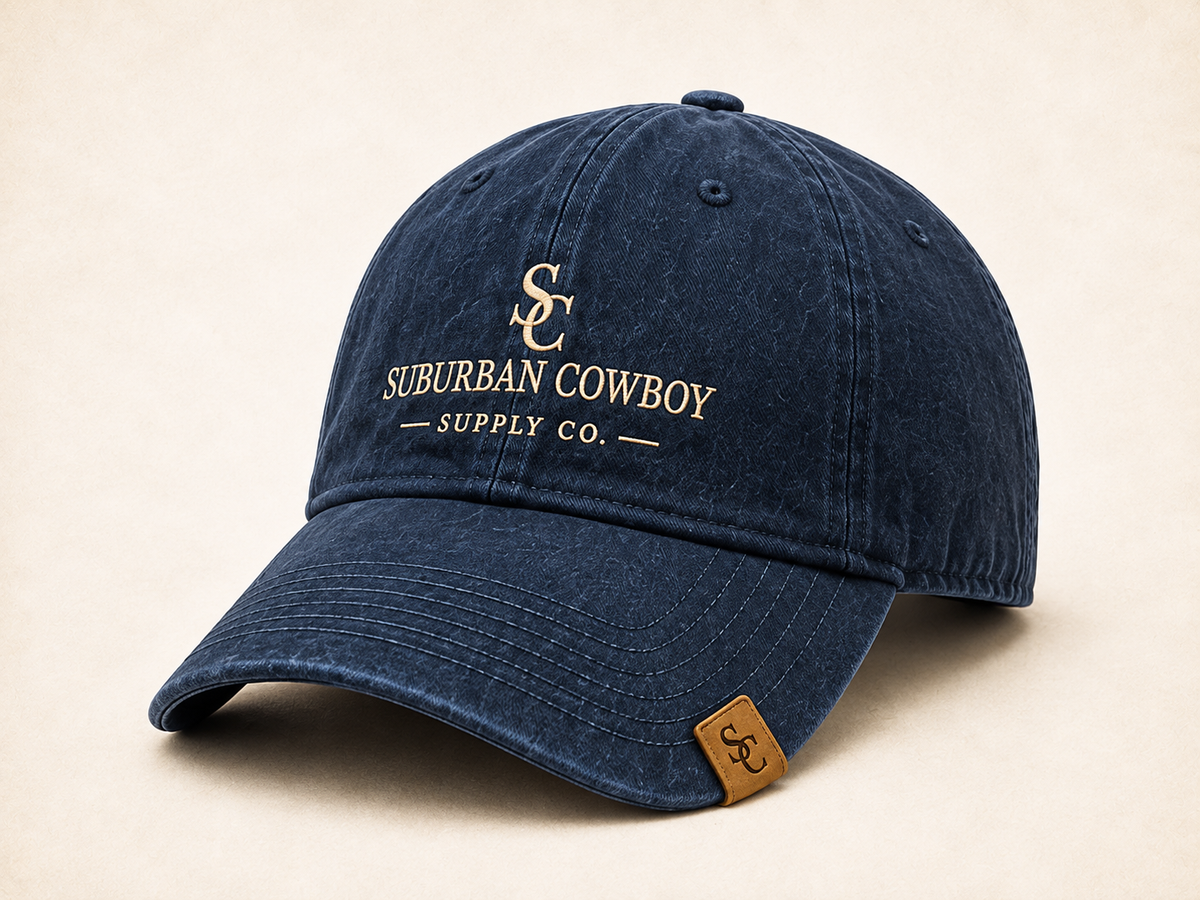 Navy structured cap with embroidered SC crest