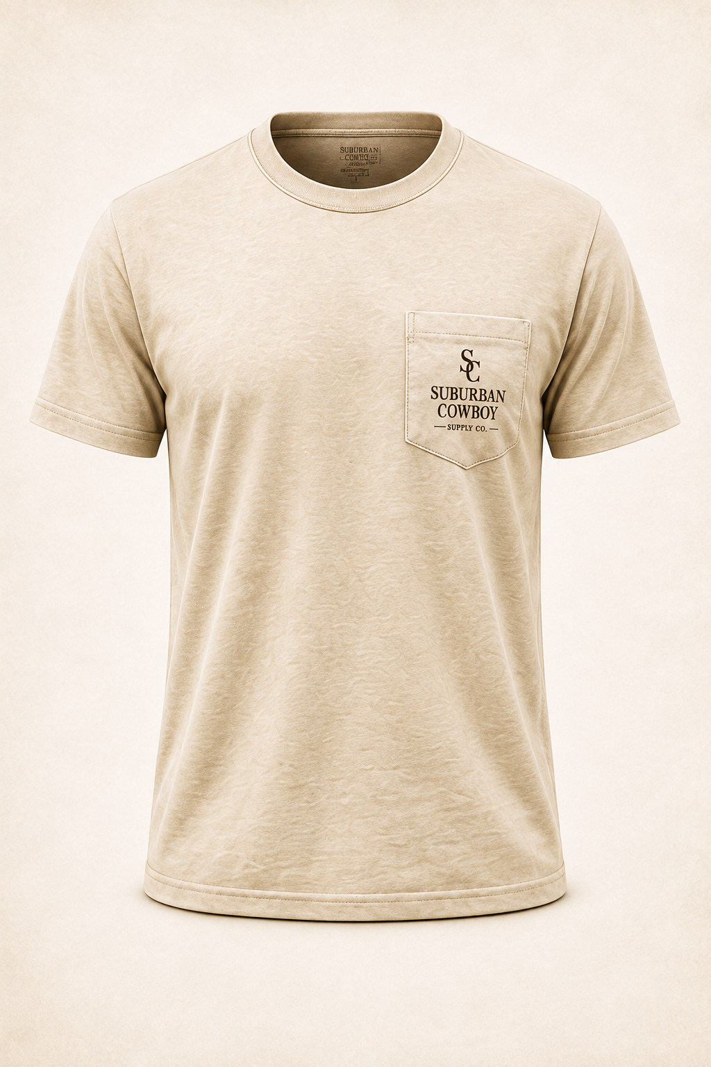 Ivory heavyweight cotton pocket tee with SC crest